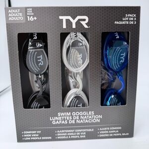 TYR Swim Goggles 3 Pack Adult Anti Fog UV Protection Wide View New